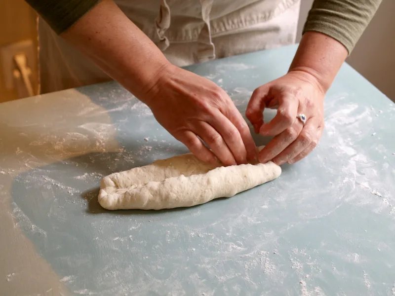 Scoring a baguette before baking